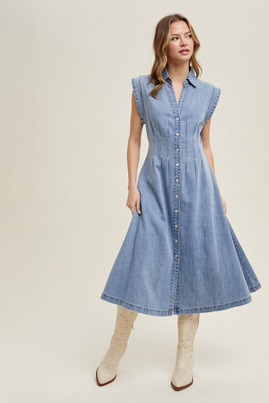 Denim Midi Shirt Dress
