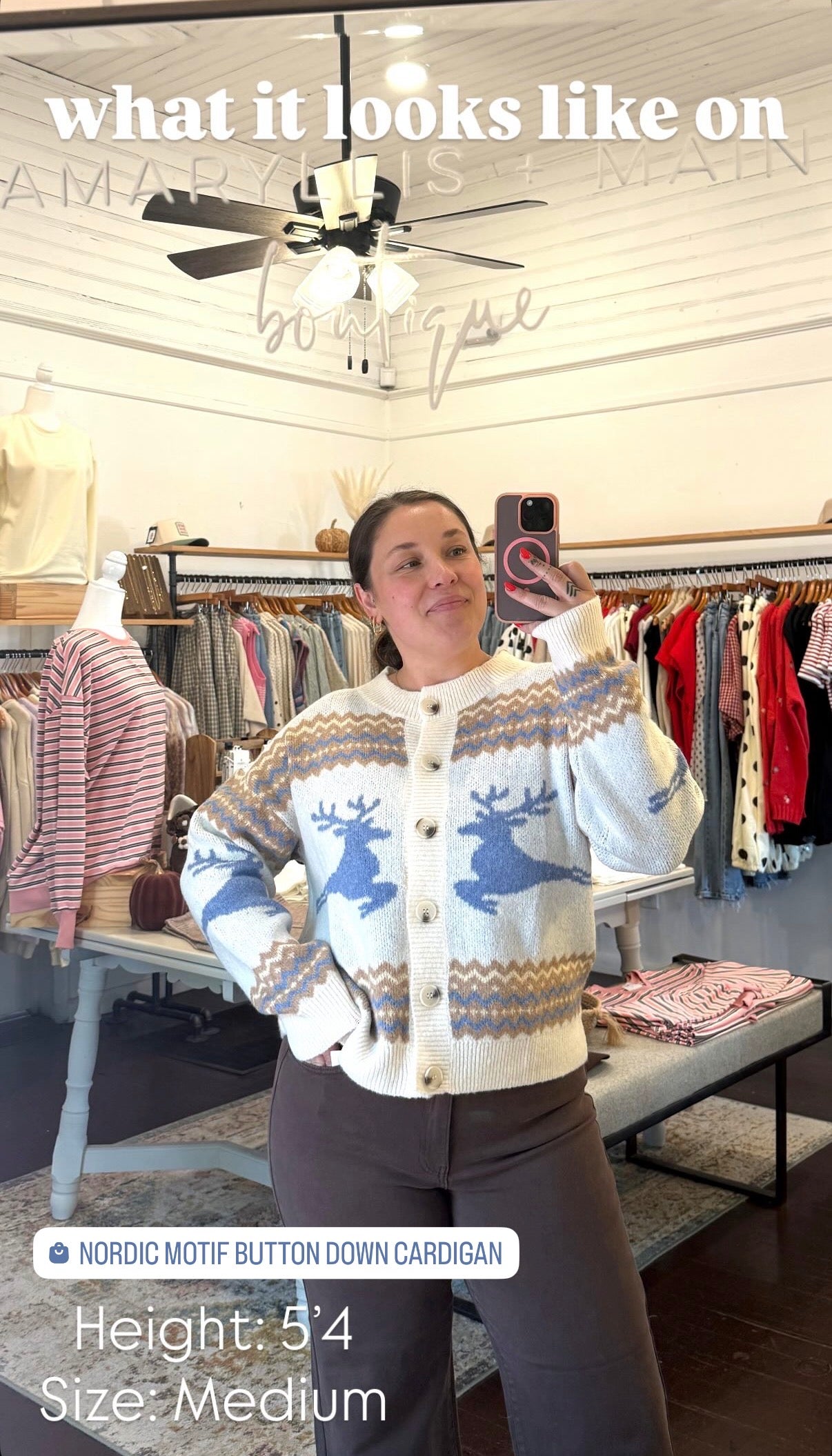 Nordic Motif Button Down Cardigan