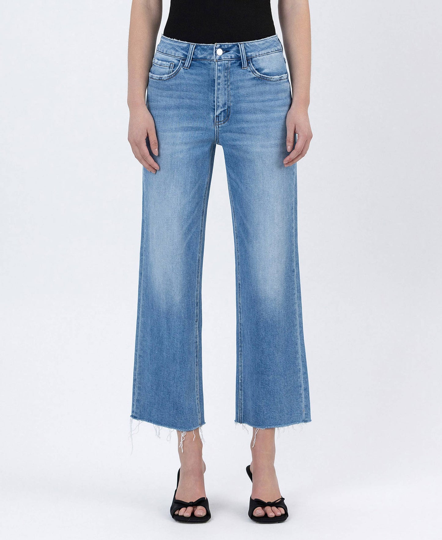 Raw Hem Wide Leg Jeans