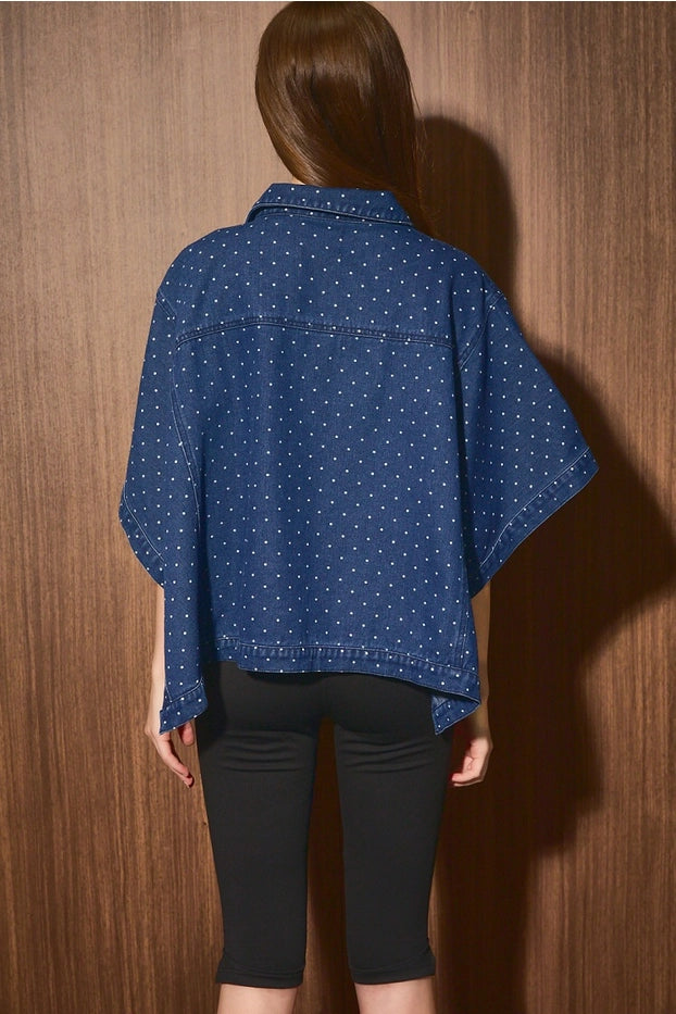 Polka Dot Oversized Cape Jacket