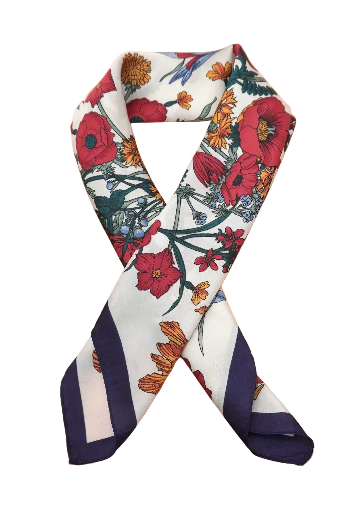Large Floral Satin Scarf