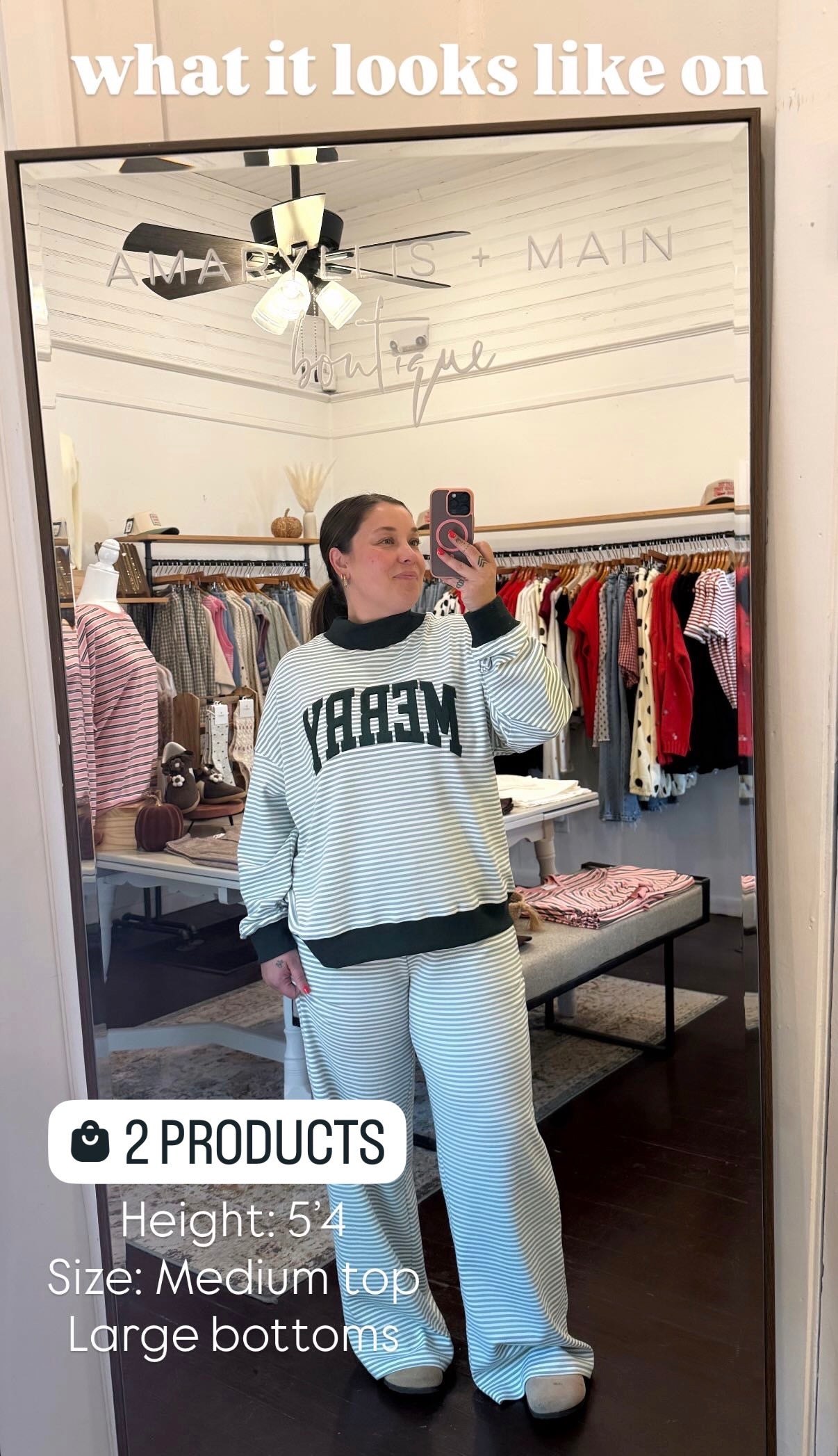 Striped 'Merry' Mock Neck Pullover