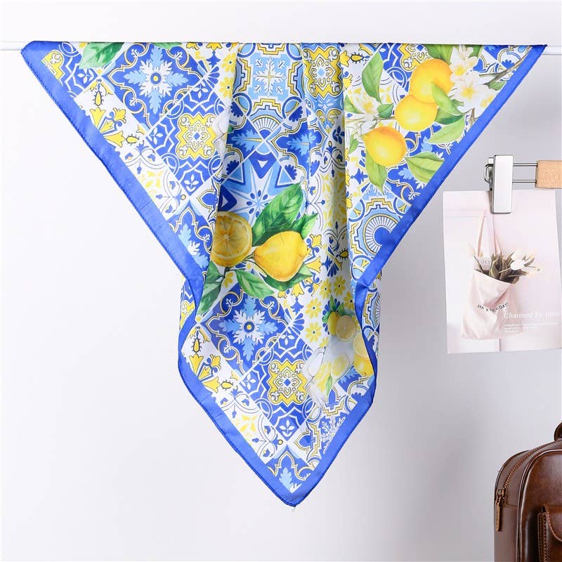 Lemon & Tile Daisy Satin Scarf