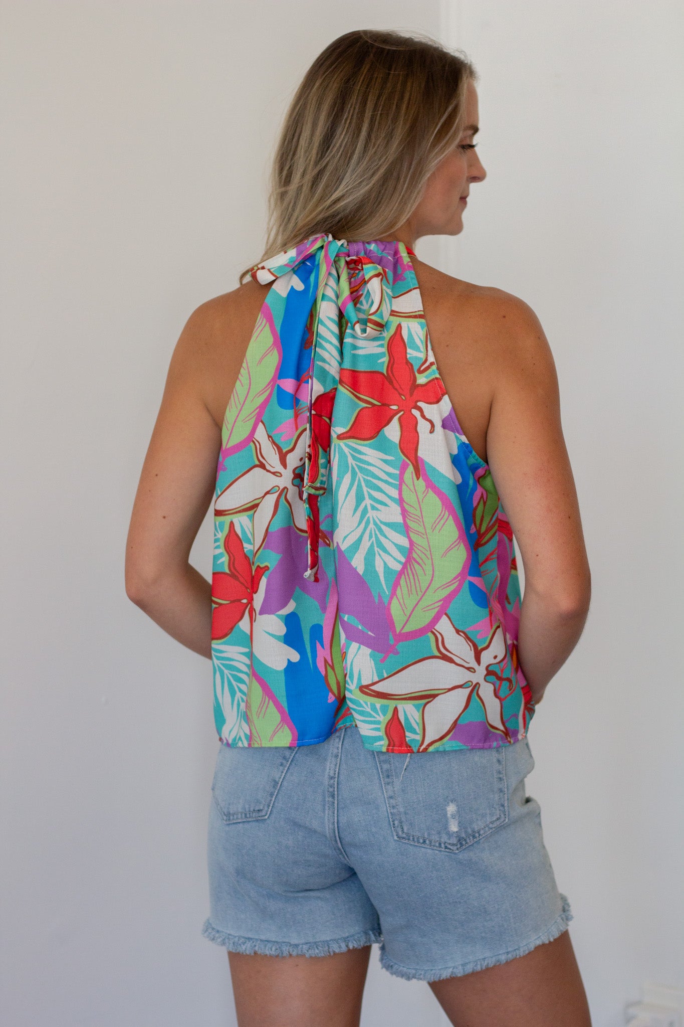 Abstract Halter Neck Top
