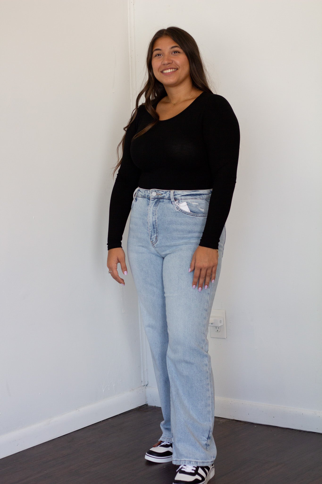 Round Neck Ribbed Bodysuit