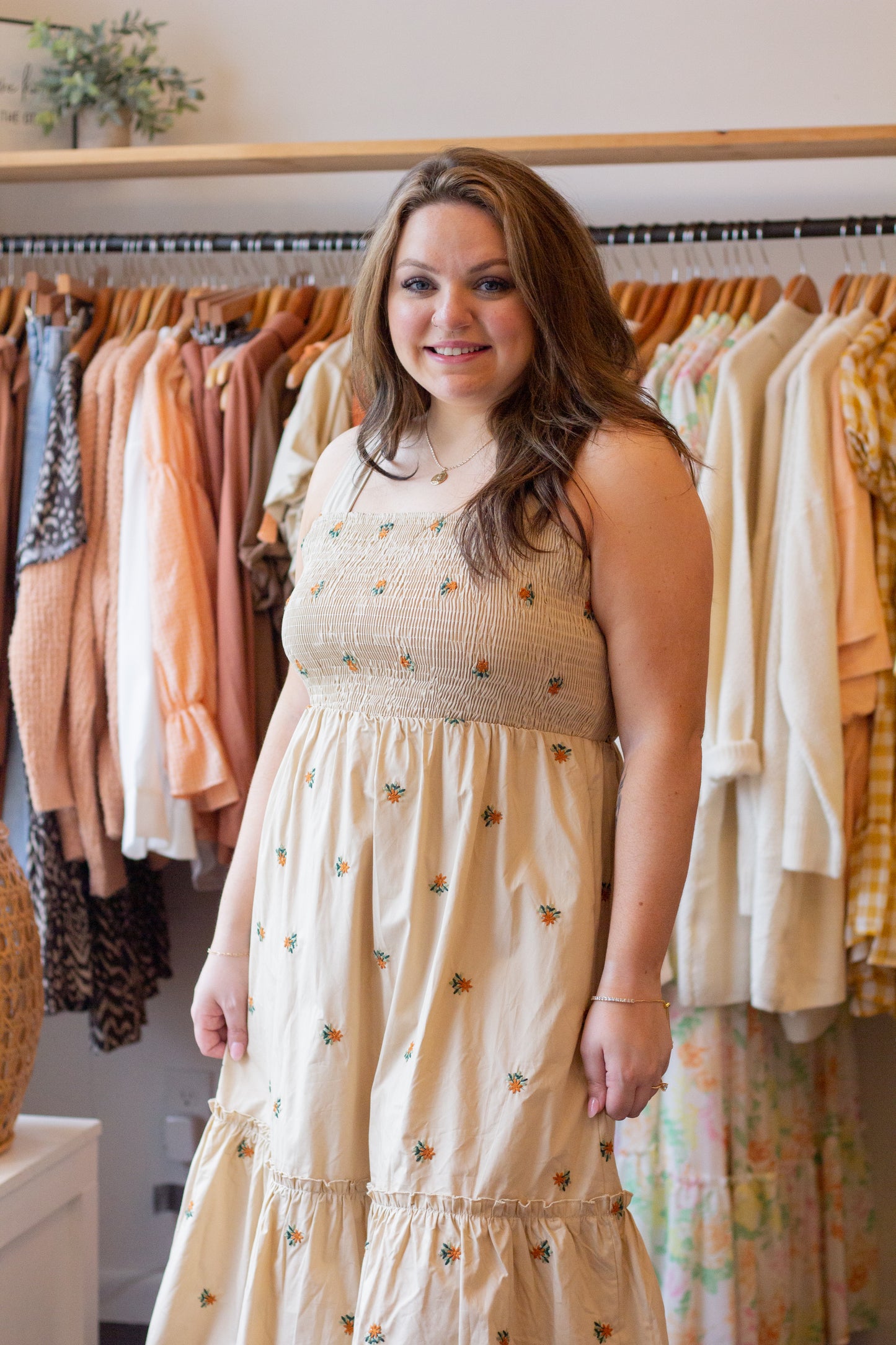 Smock Flower Embroidered Dress
