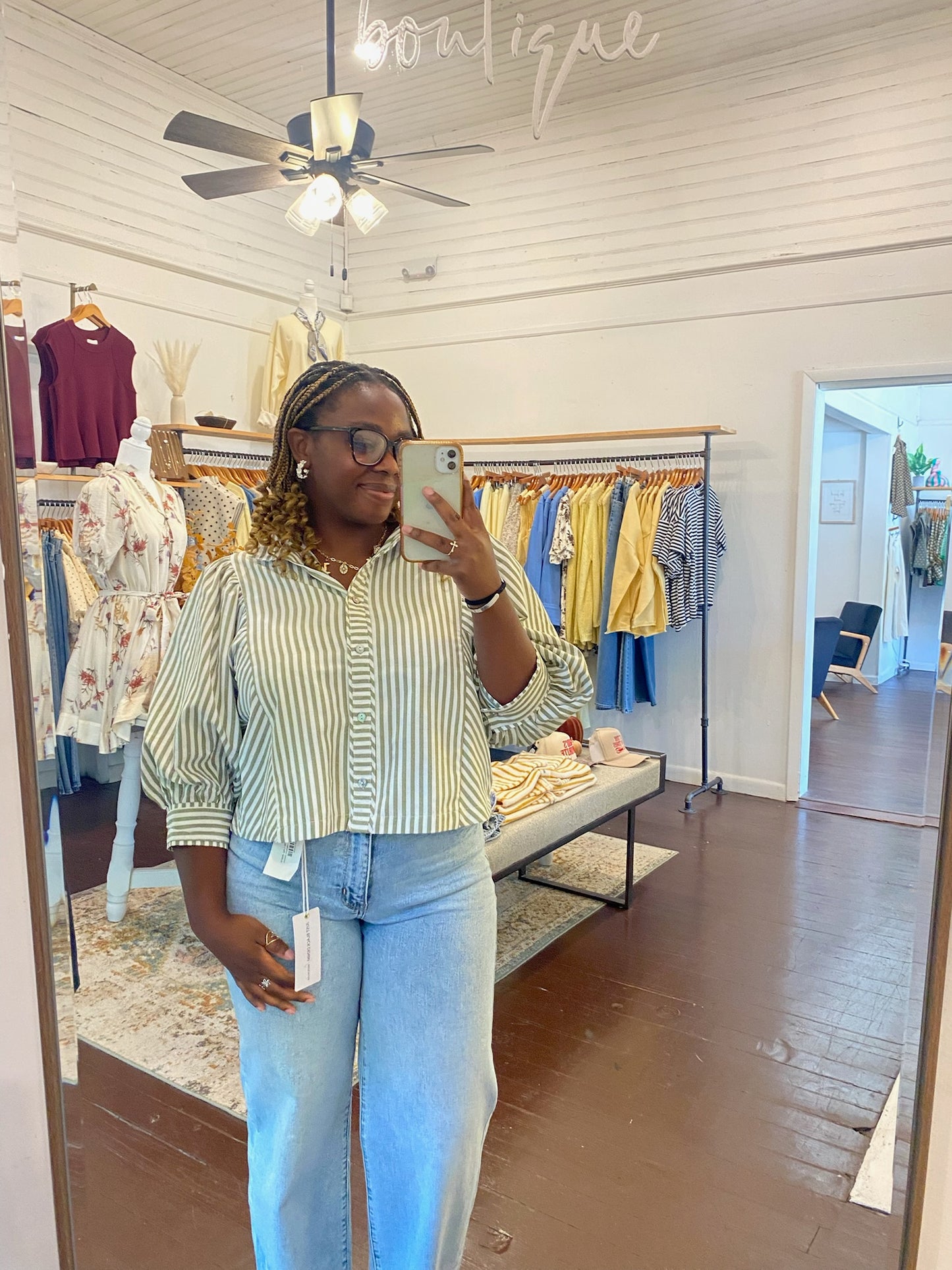 Striped Puff Sleeve Blouse