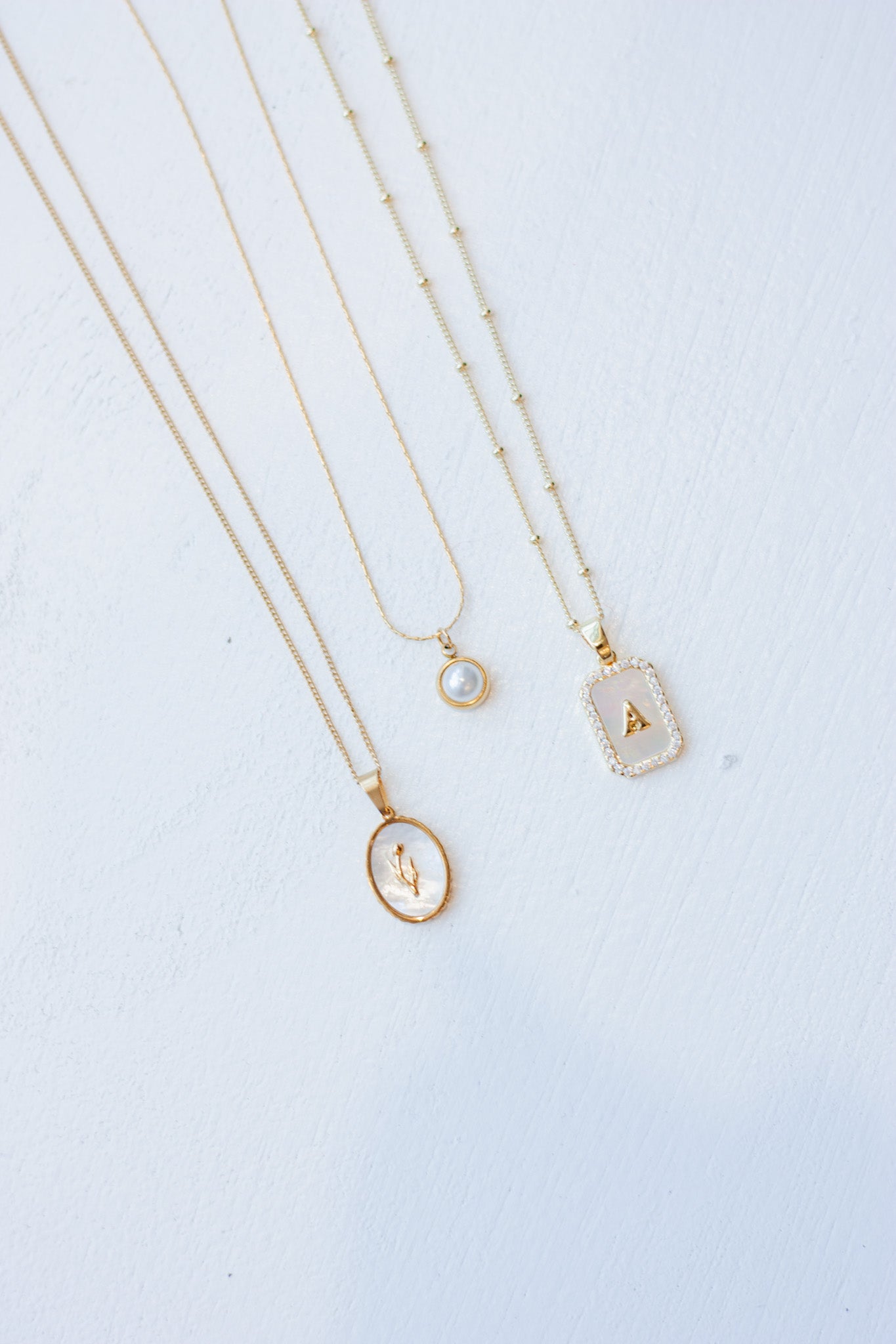 Pearl Platinum Initial Necklace
