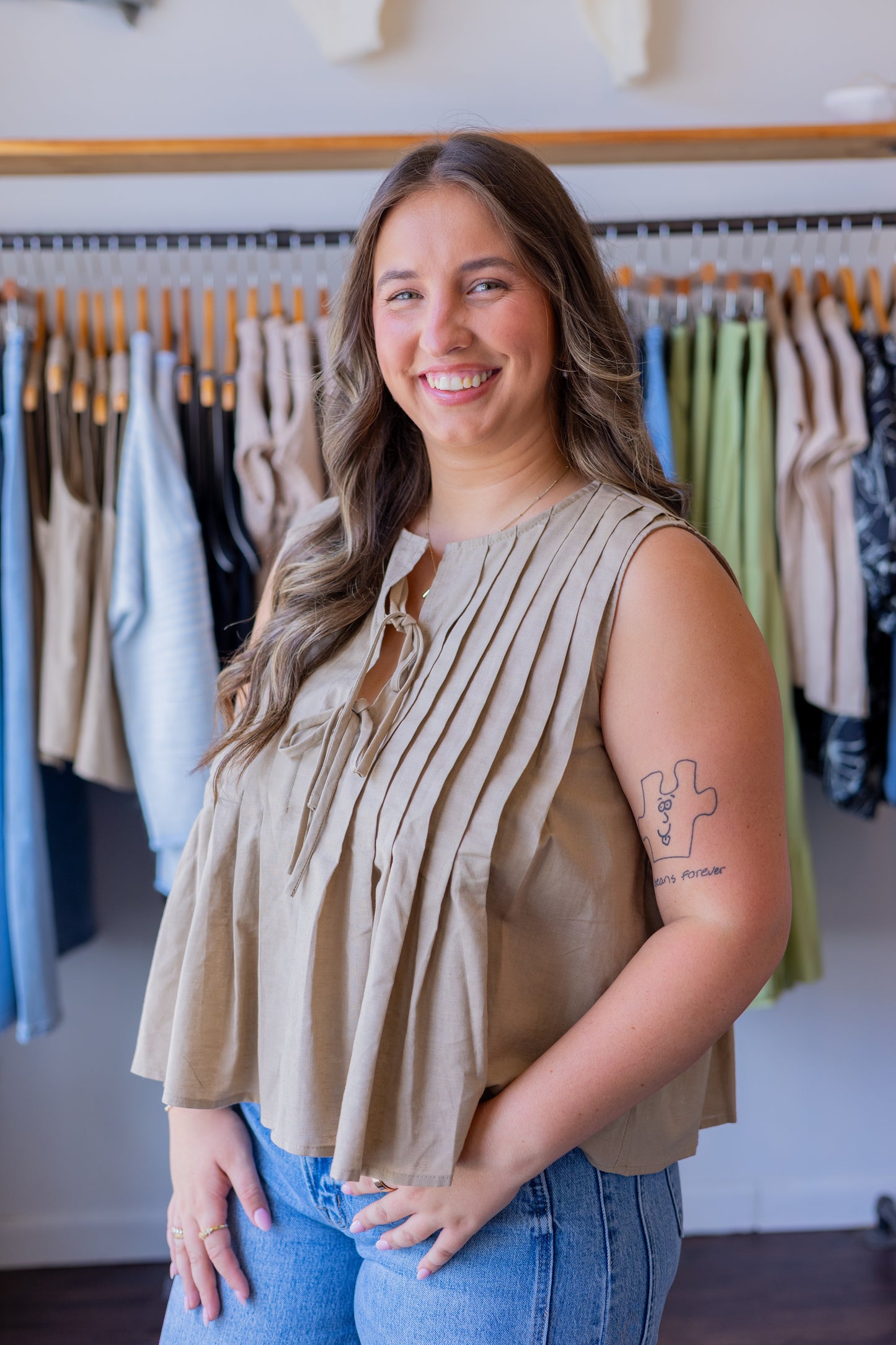 Sleeveless Pleated Top