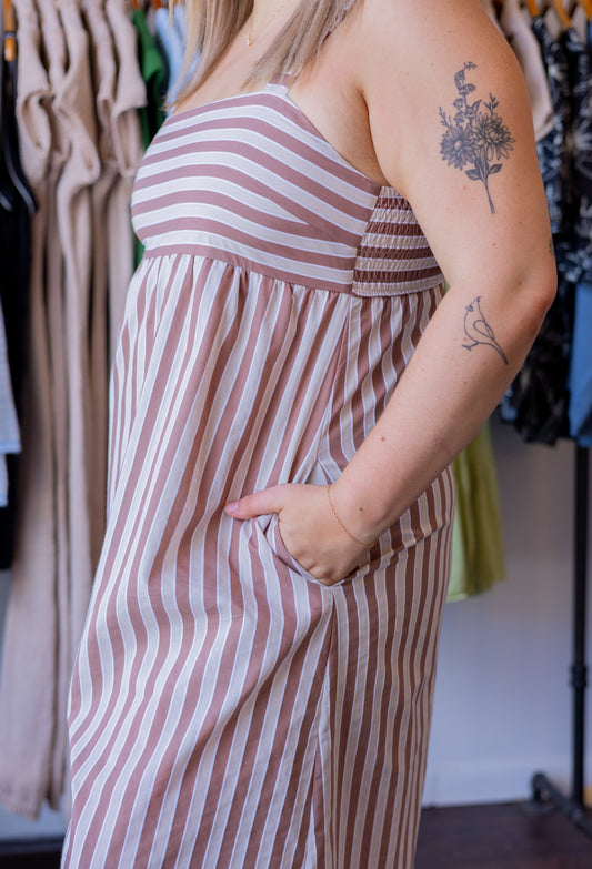 Contrast Striped Midi Dress