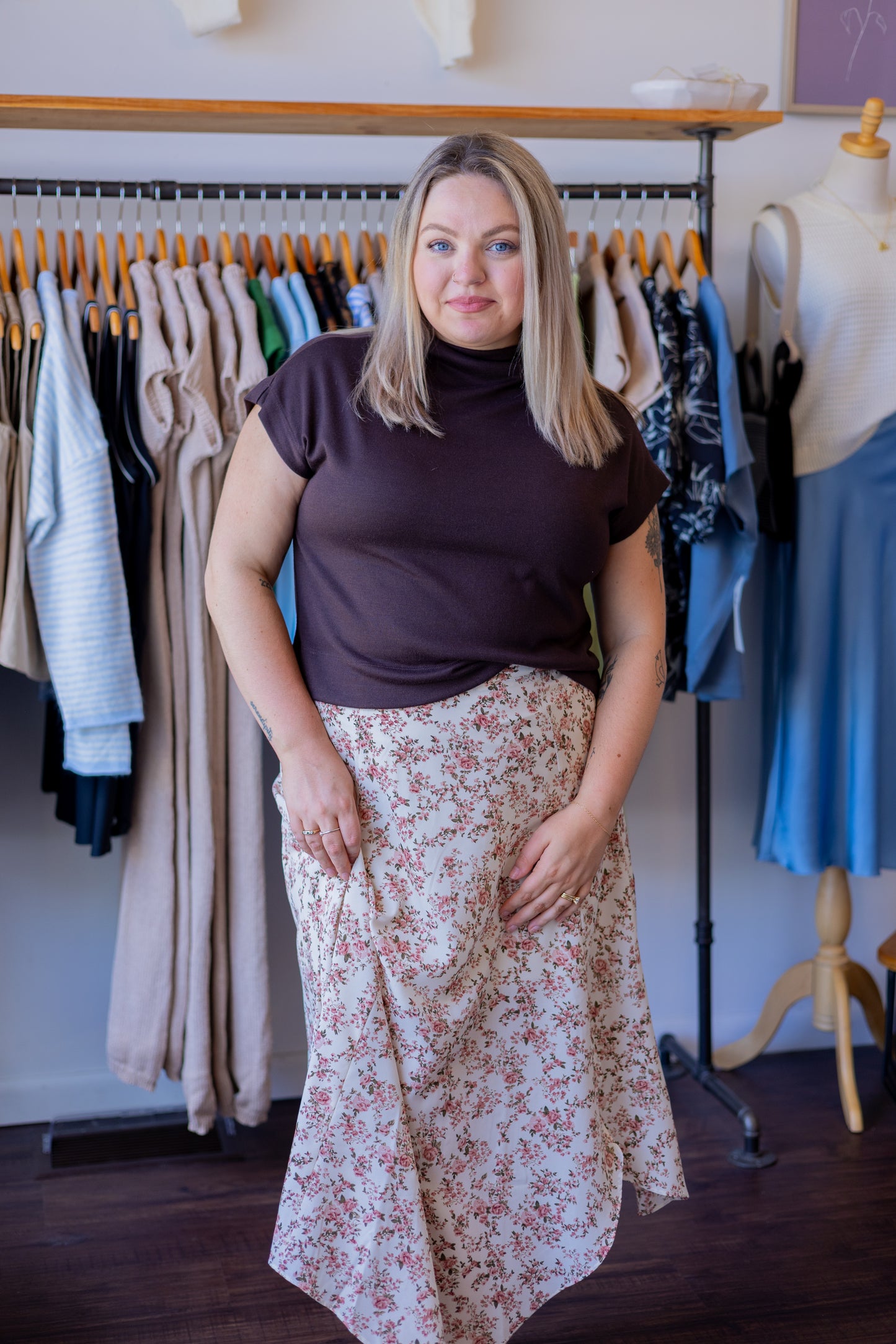 Floral Handkerchief Midi Skirt