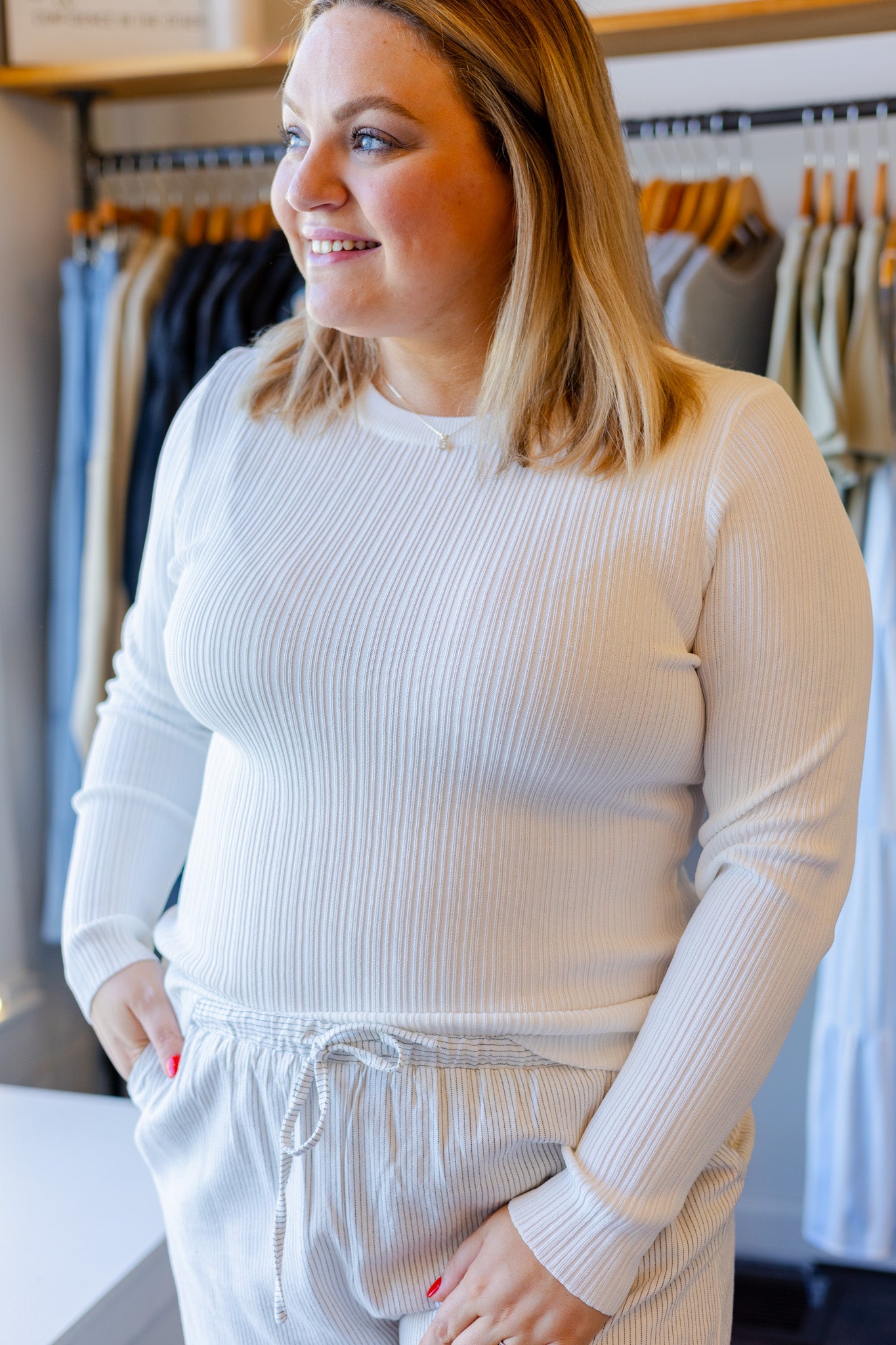 Ribbed Texture Fitted Top