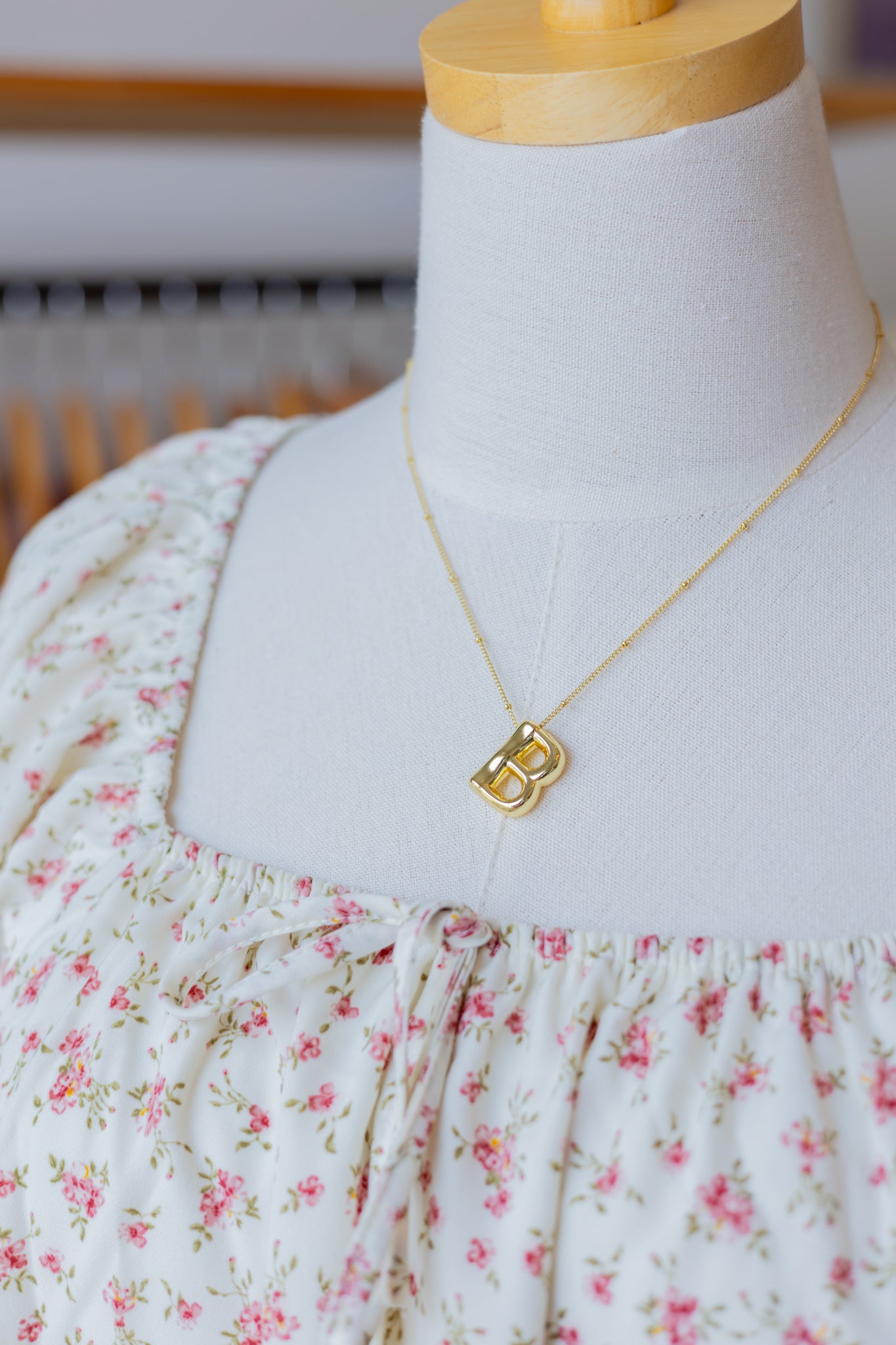 Gold Bubble Initial Necklaces