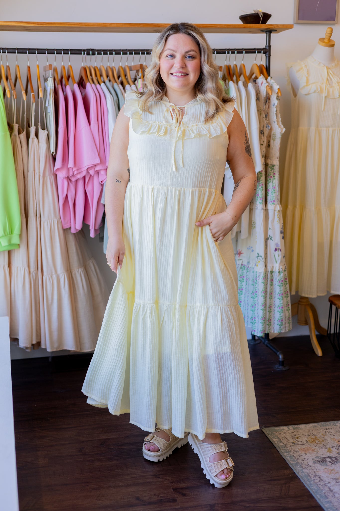 Striped Ruffle Tiered Maxi Dress
