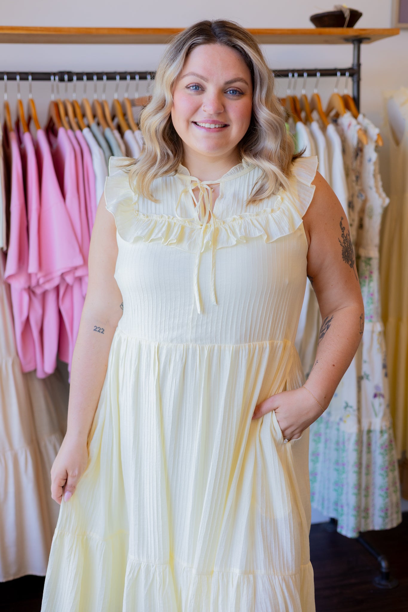 Striped Ruffle Tiered Maxi Dress