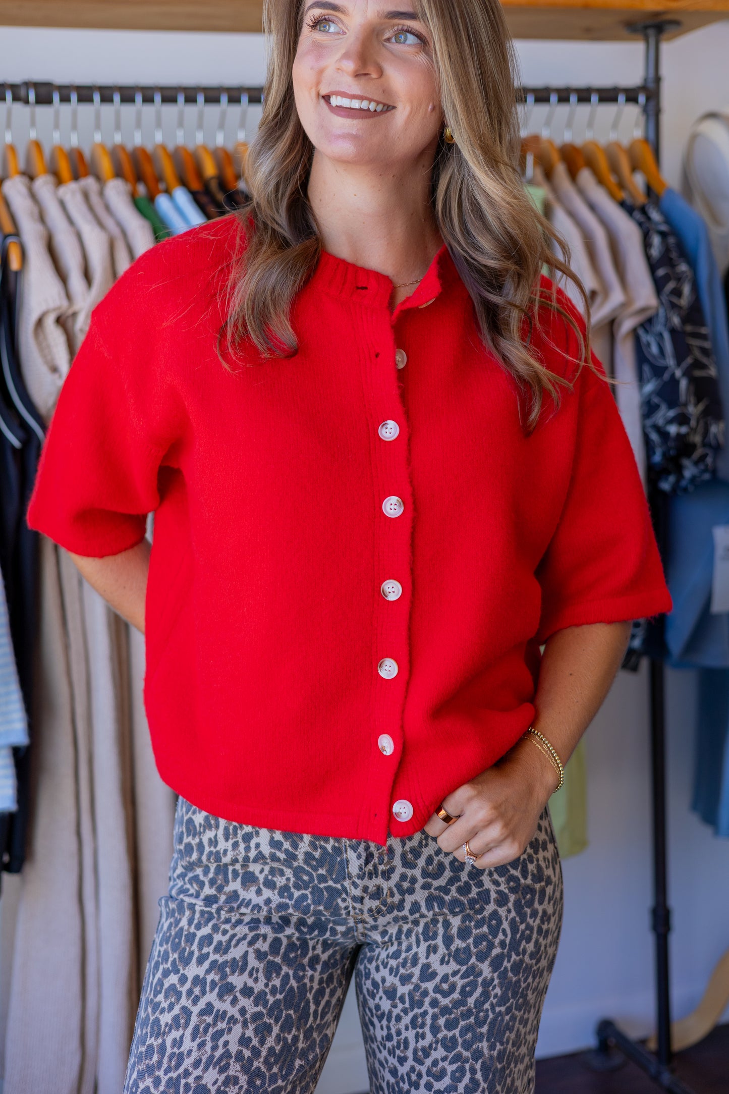 Brushed Button-Up Sweater