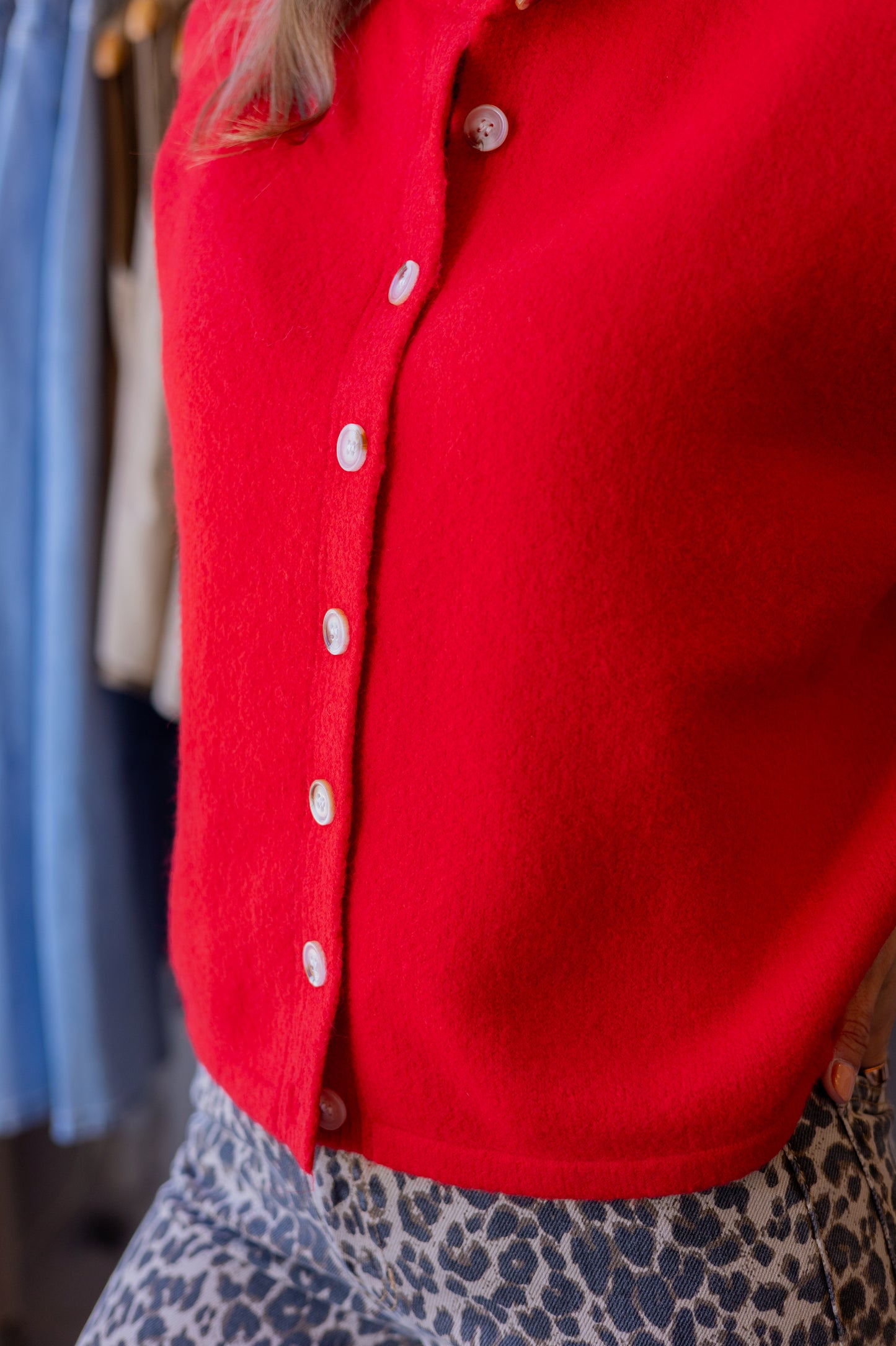 Brushed Button-Up Sweater