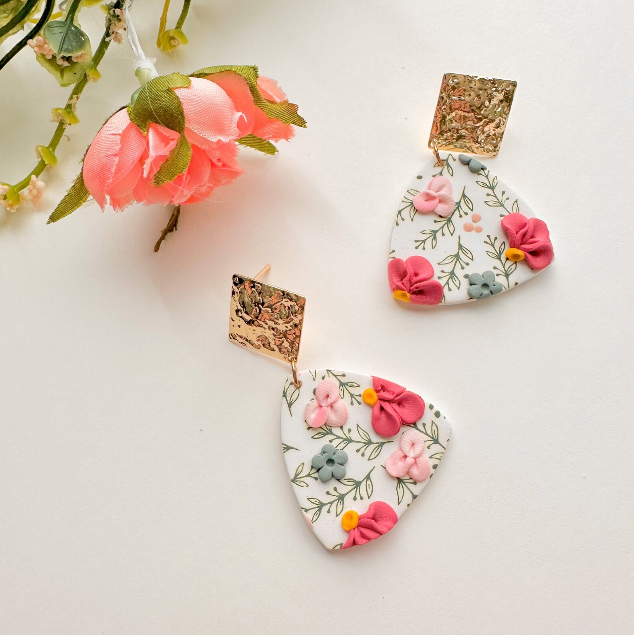 Spring Floral Clay Earrings