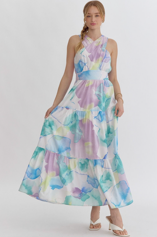 Watercolor Halter Dress