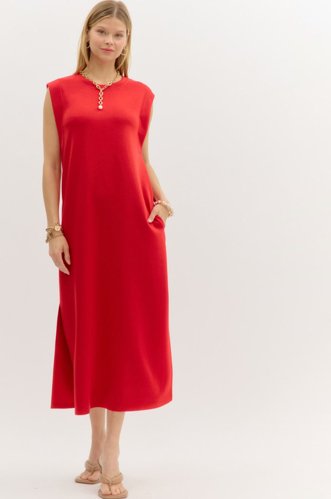 Jersey Knit Midi Dress