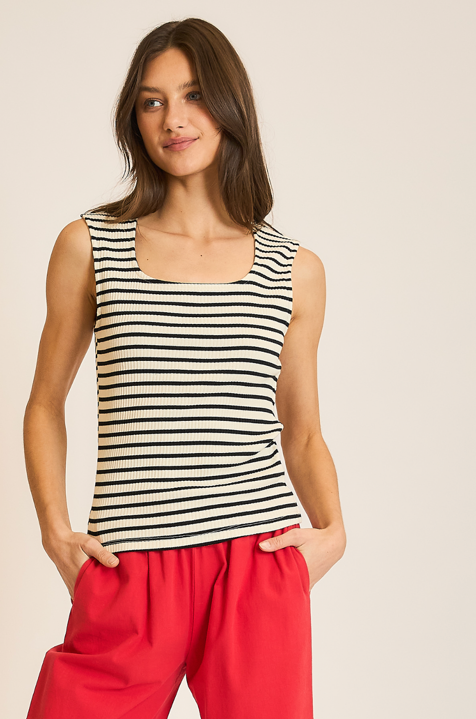 Striped Ribbed Tank