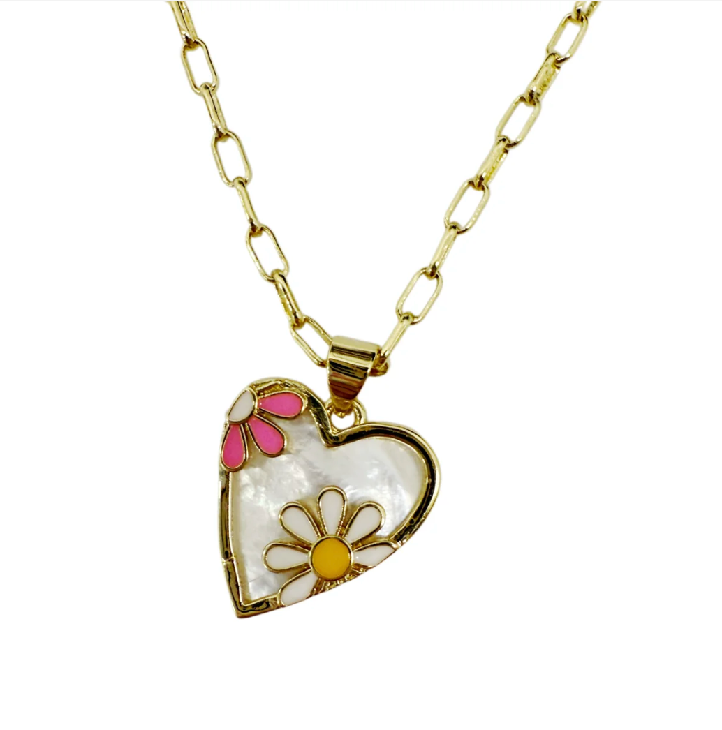 Pearl Flower Heart Necklace