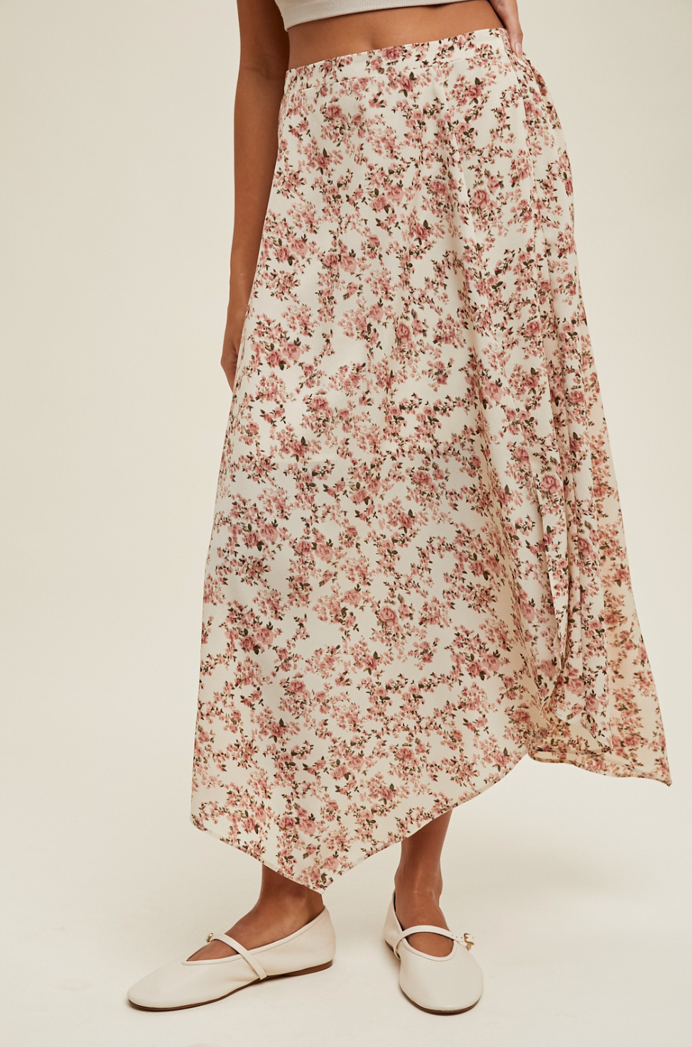 Floral Handkerchief Midi Skirt