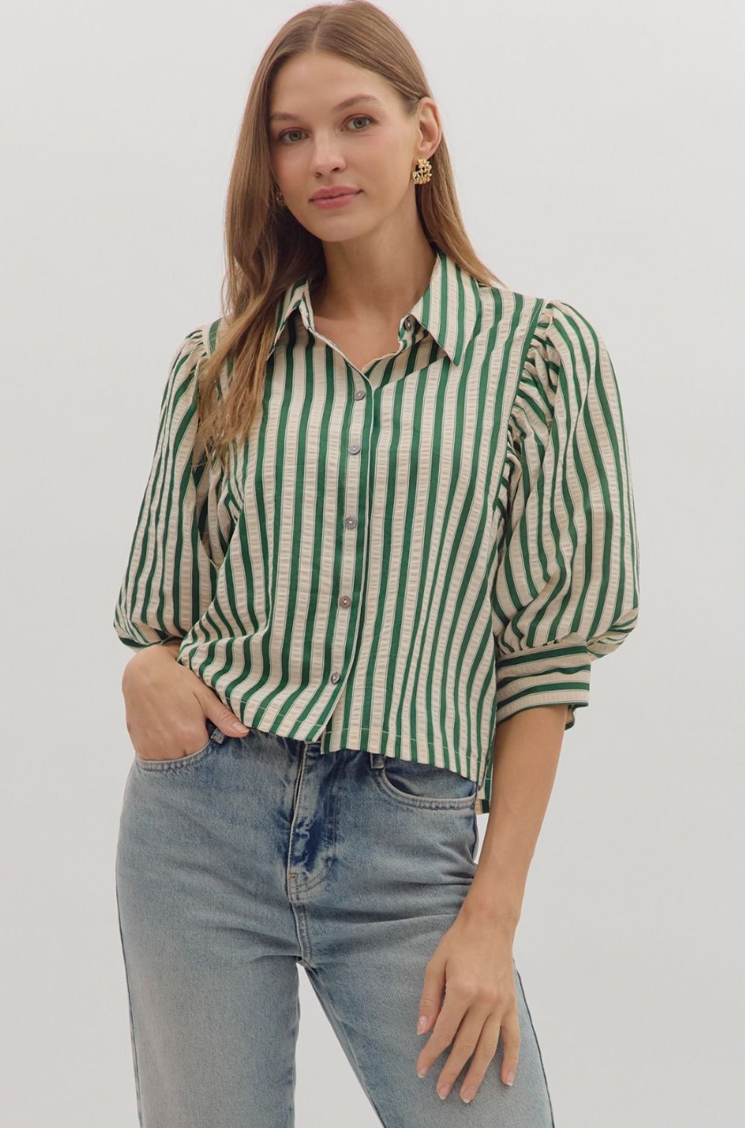 Stripe Collared Blouse