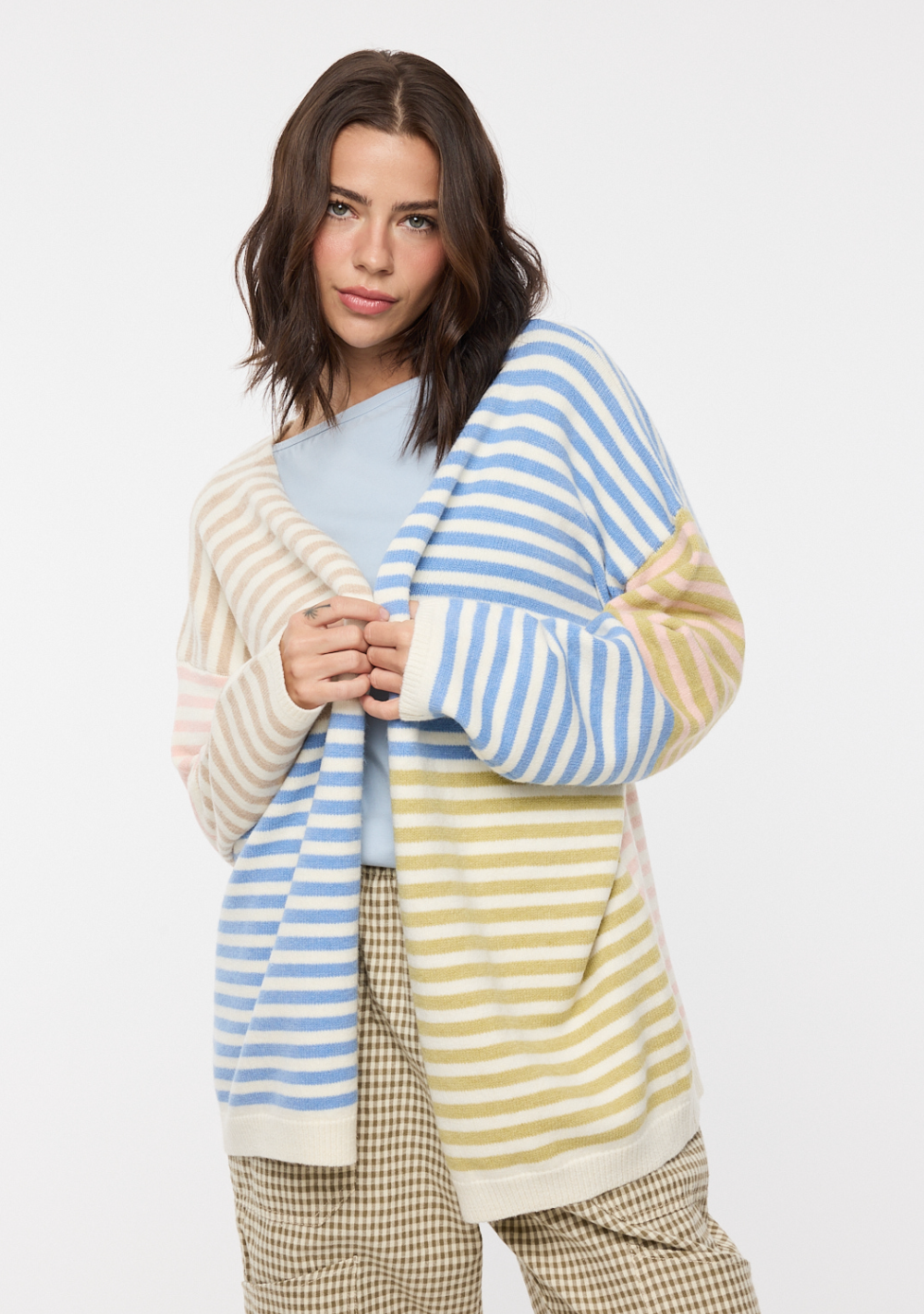 Multicolor Striped Sweater Cardigan