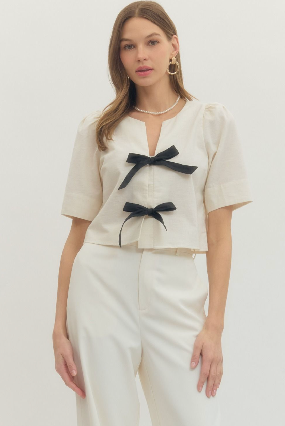 Linen Bow Blouse