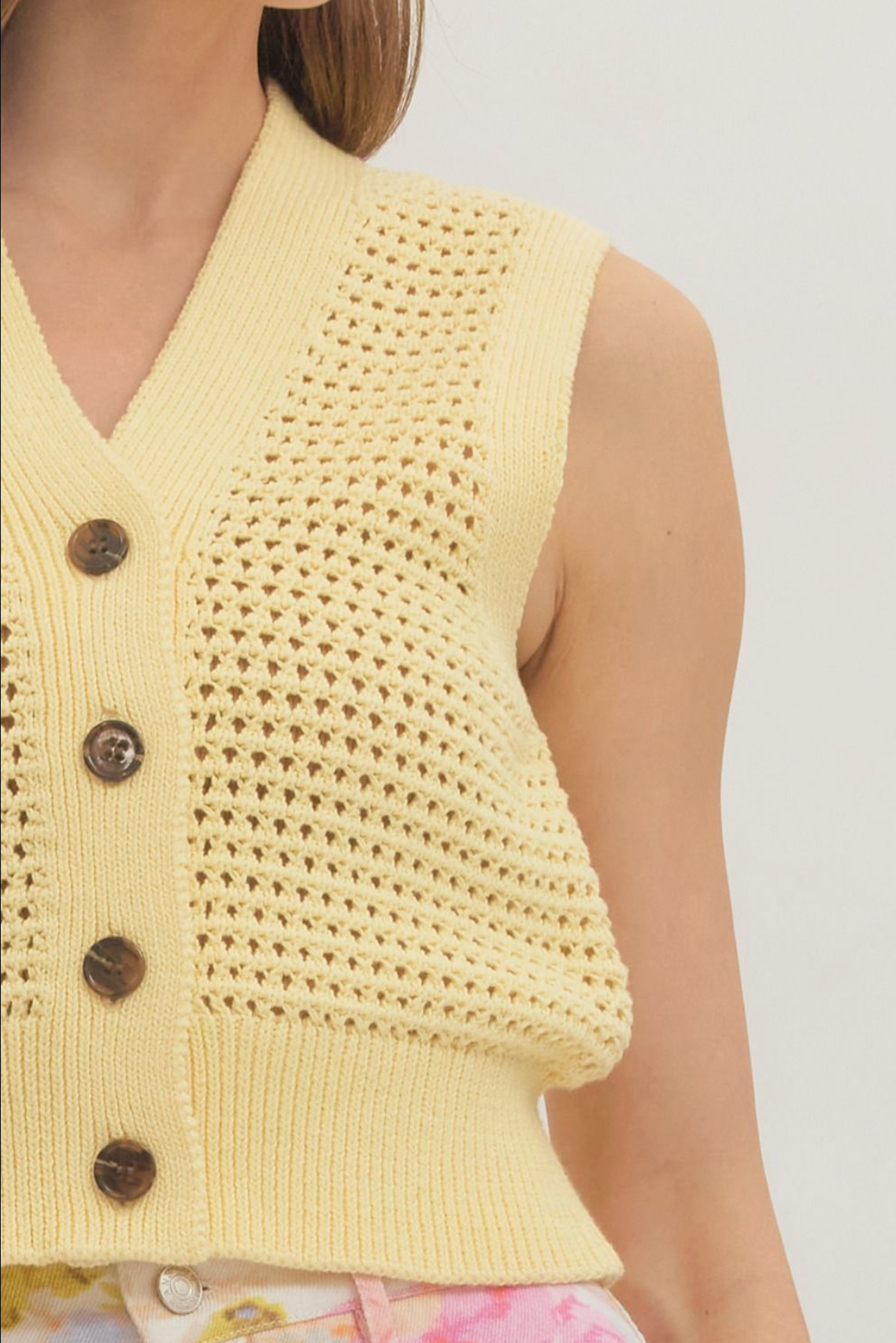 Open Knit Sleeveless Cardigan