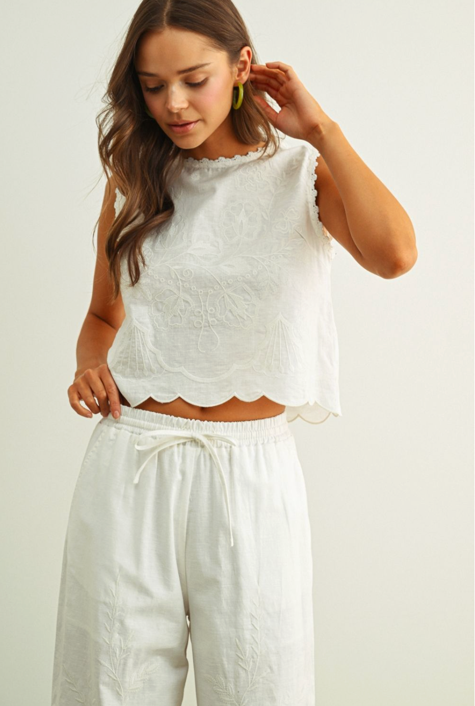 Embroidered Sleeveless Top