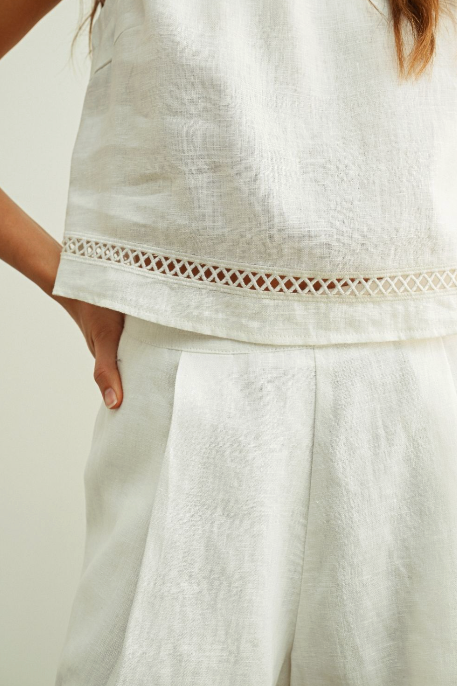 Linen Stitch Trimmed Top
