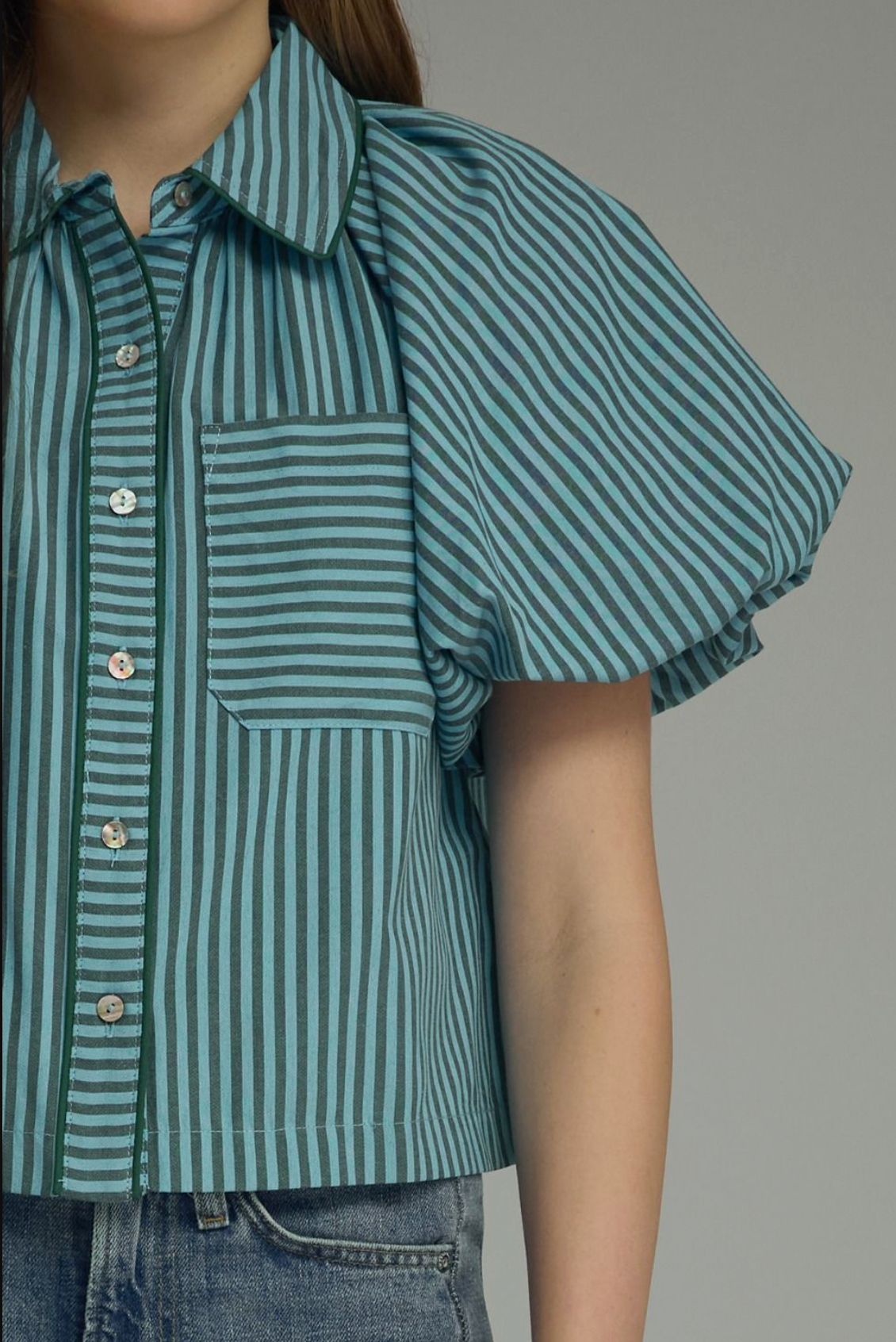 Stripe Puff Sleeve Top