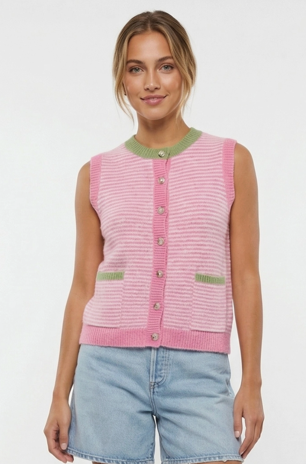Stripe Color Block Sweater Vest