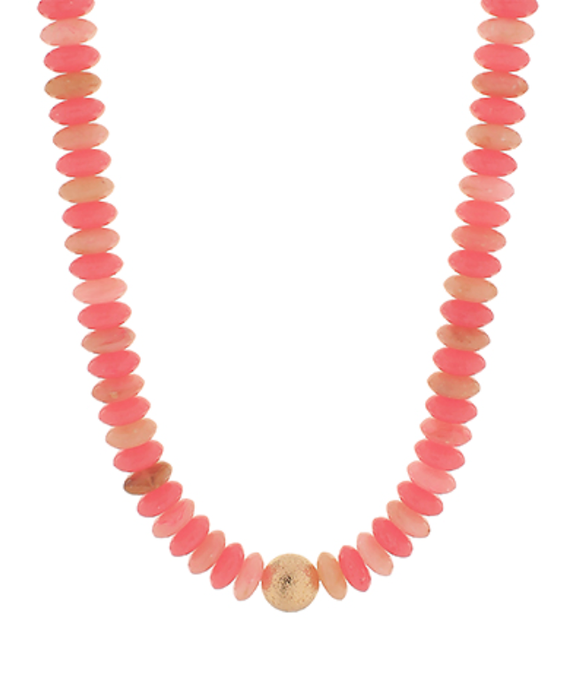 Wide Bead Stone Necklace