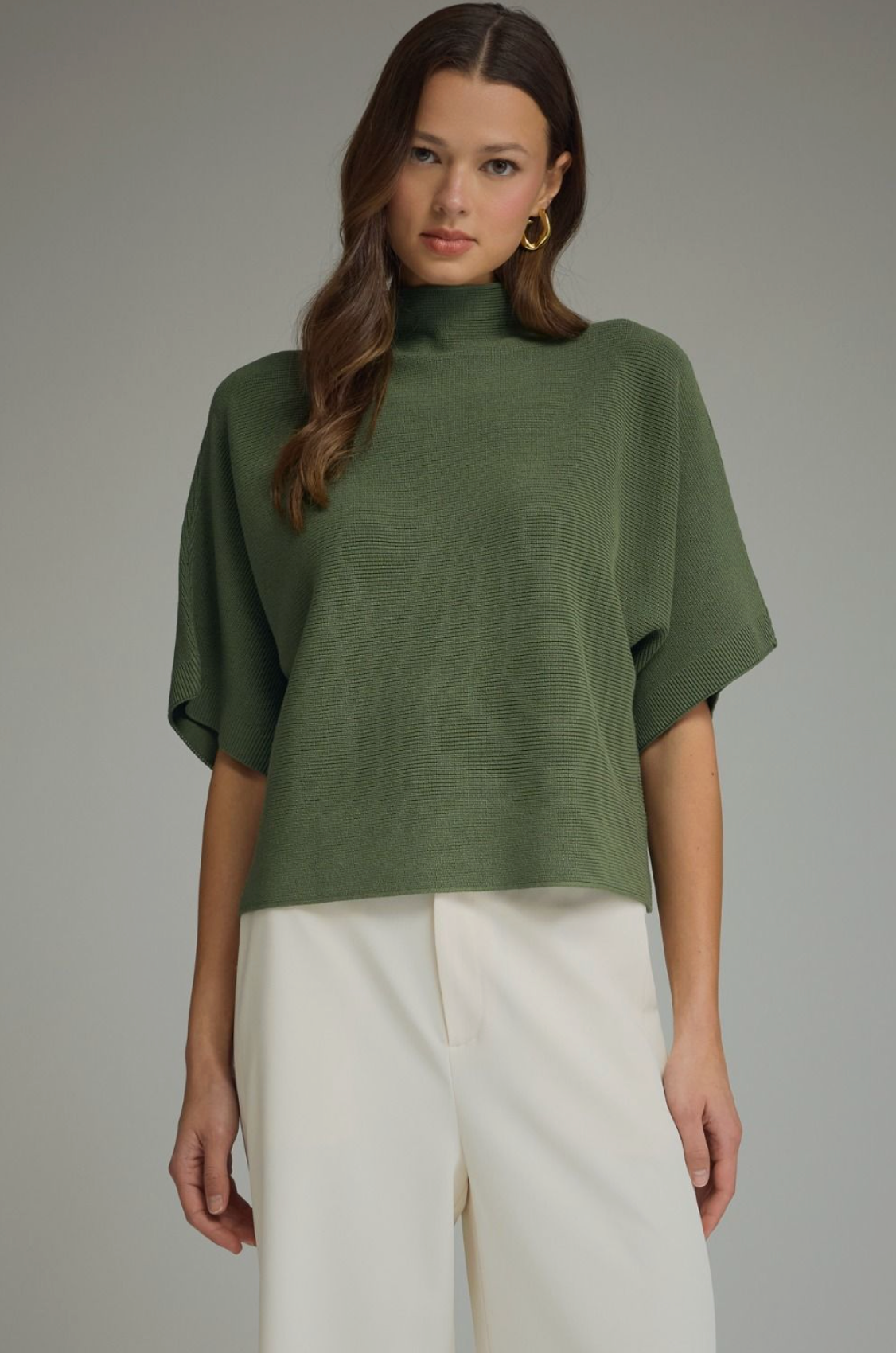 Mock Neck Dolman Sleeve Sweater