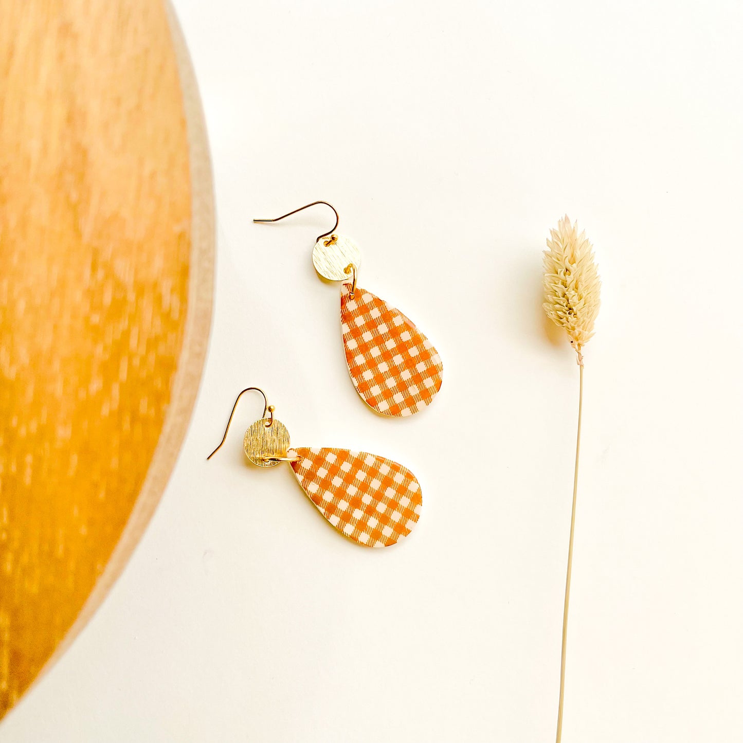 Orange Gingham Earrings