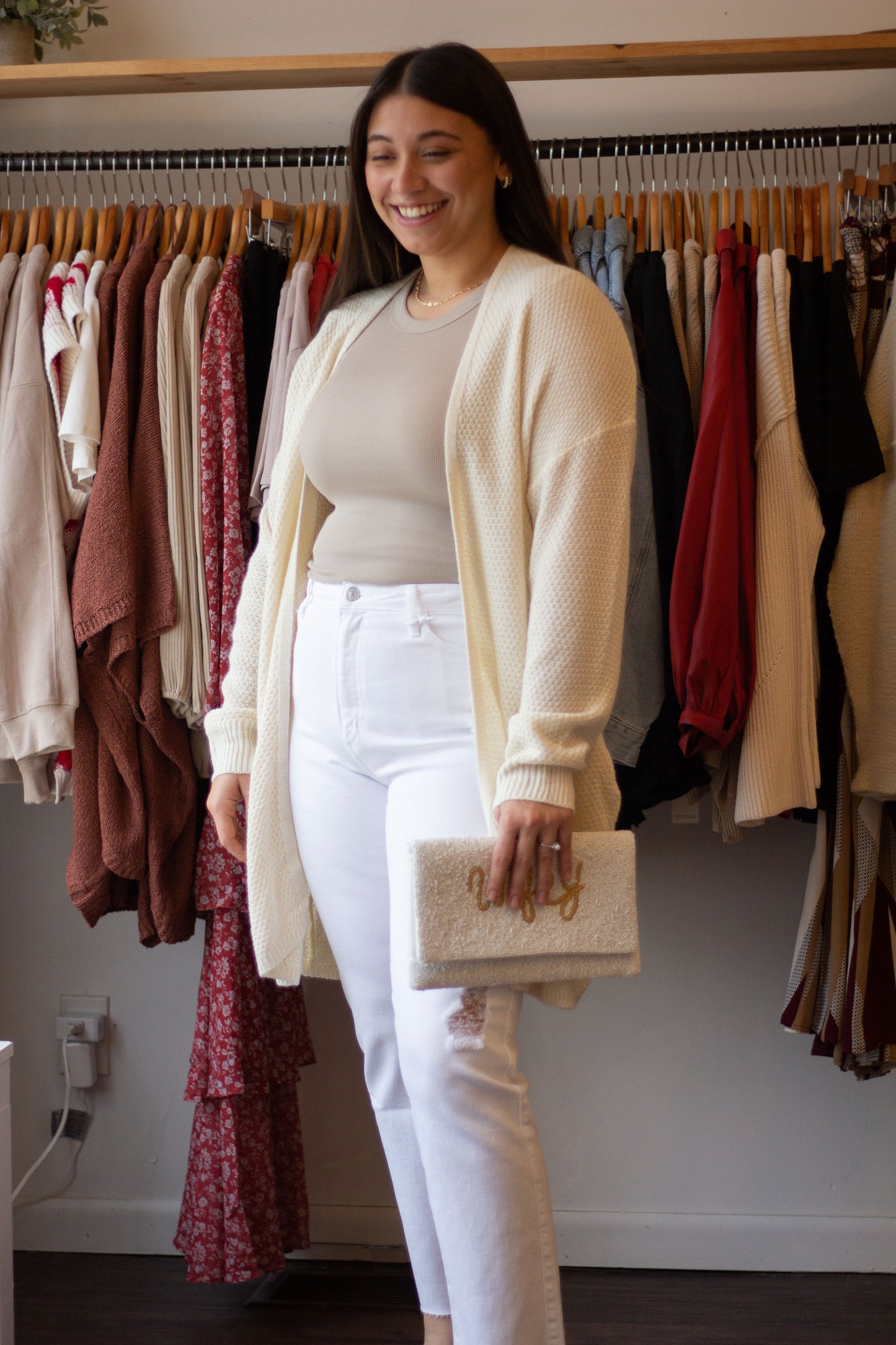 Textured Midi Cardigan