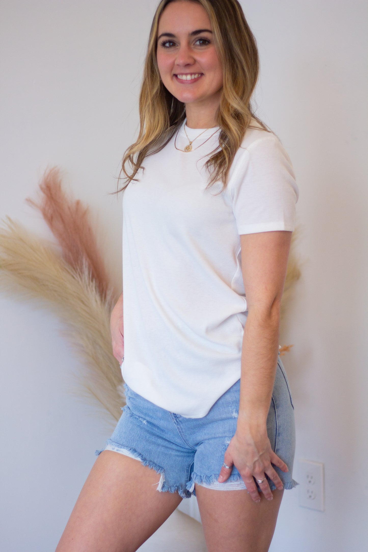 Ribbed Knit T-Shirt
