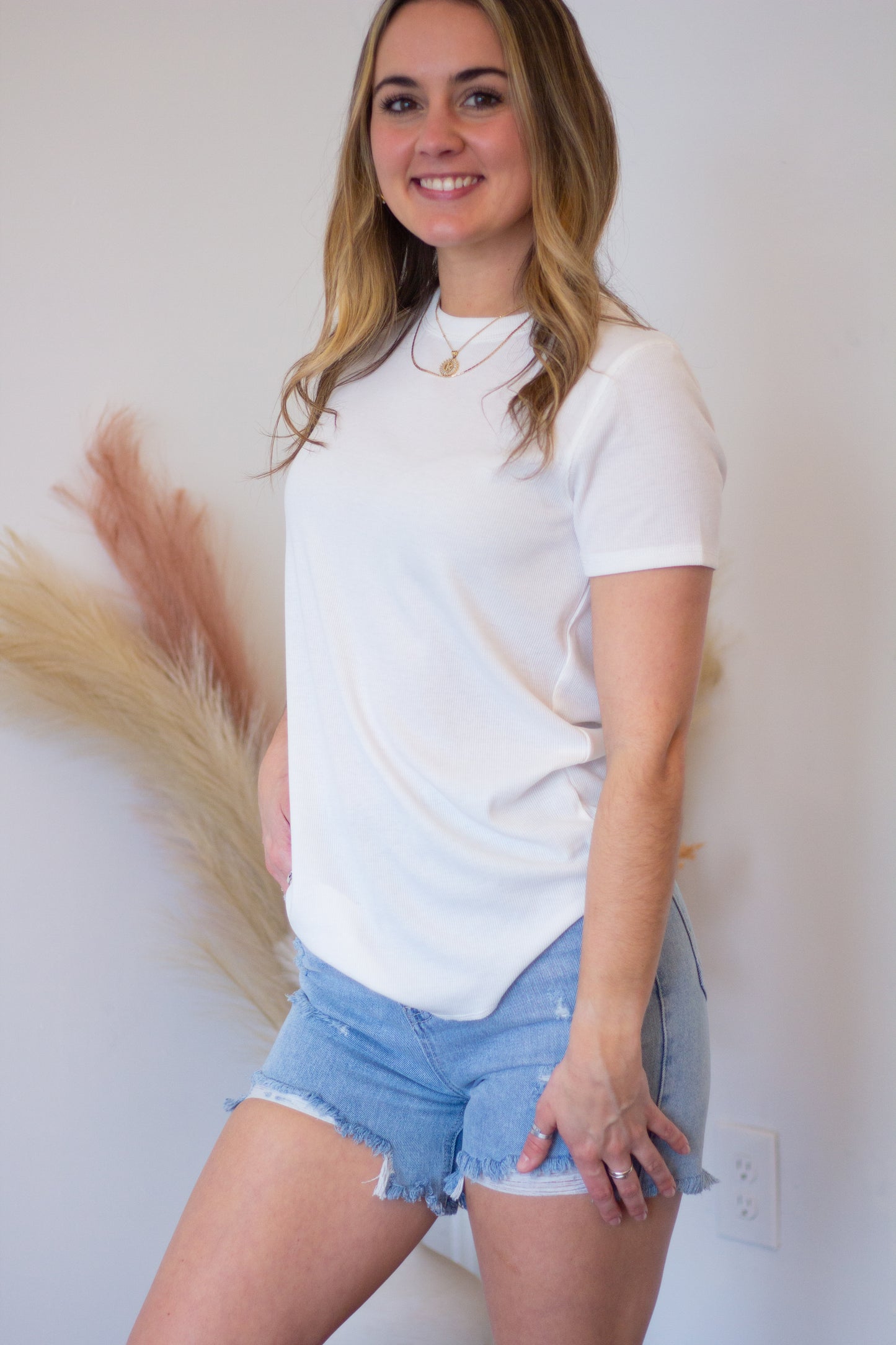 Ribbed Knit T-Shirt