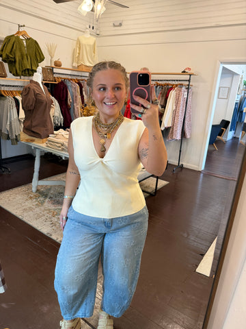 Ribbed Twist Sleeveless Sweater