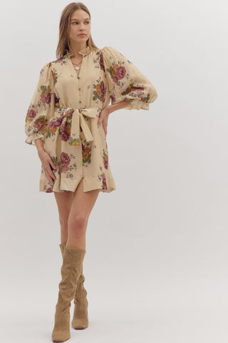 Floral Tie Waist Dress