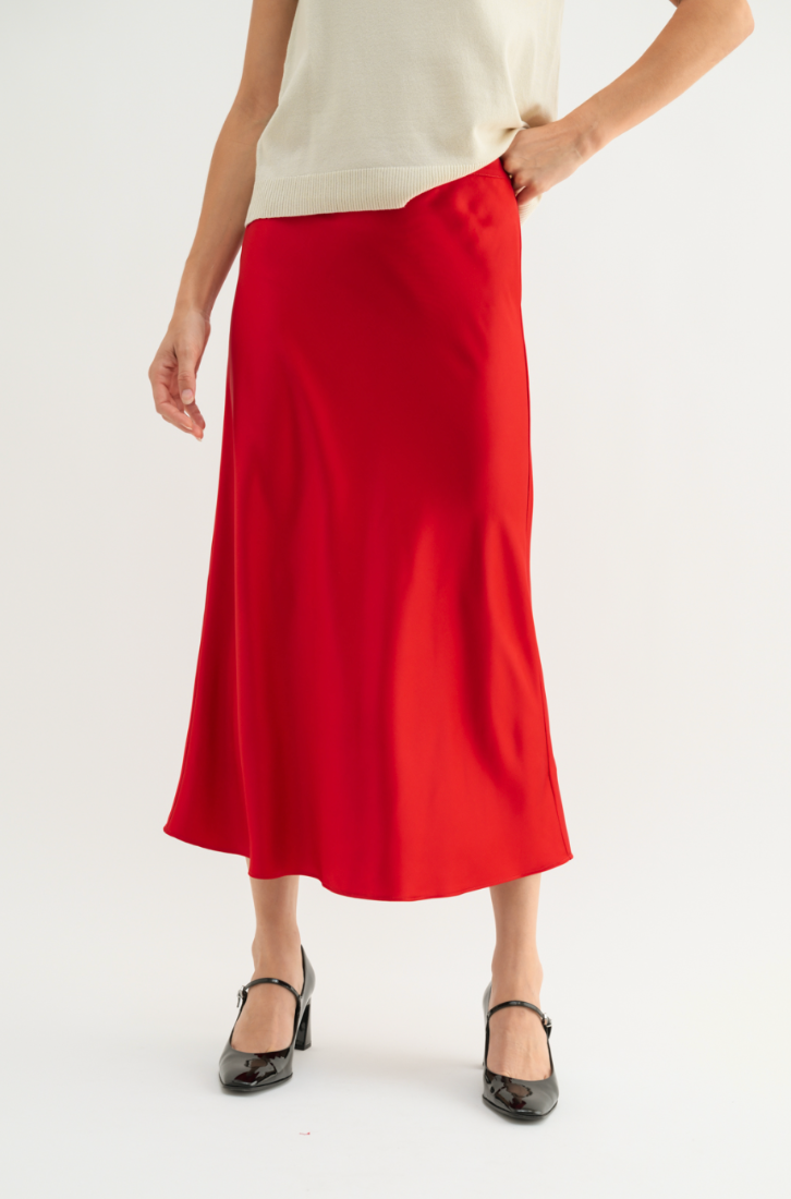 Basic Satin Midi Skirt