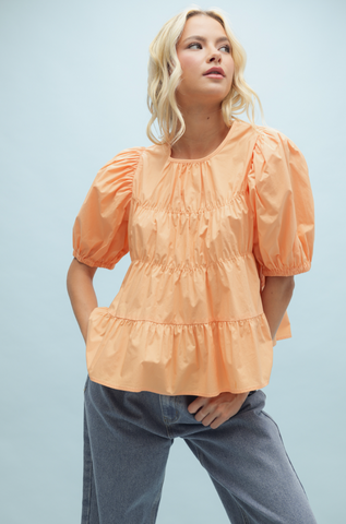 Poplin Puff Sleeve Blouse