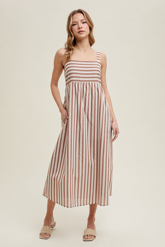 Contrast Striped Midi Dress
