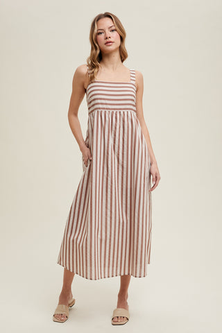 Contrast Striped Midi Dress