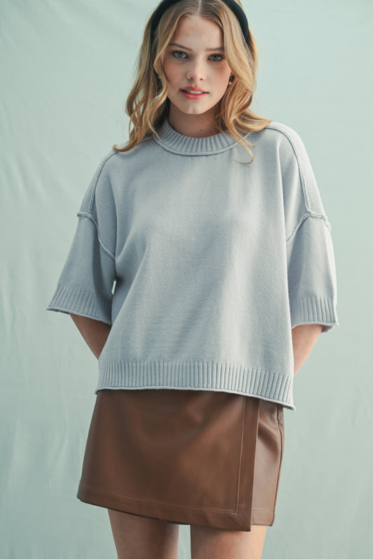 Crew-Neck Drop Shoulder Sweater