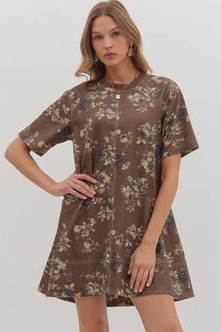 Floral Print Top Stitch Dress