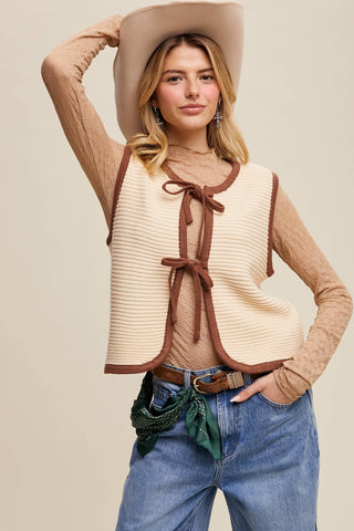 Two Tone Tie Front Vest